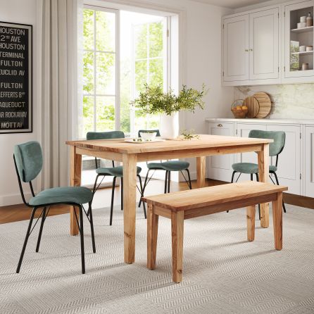 Urban Archive 6 Piece Dining Set (Rectangular Table with 4 Jade Side Chairs and Bench)