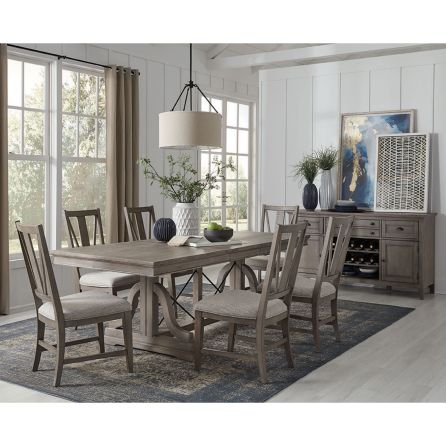 Paxton Place 7 Piece Dining Set (Trestle Table with 6 Side Chairs)