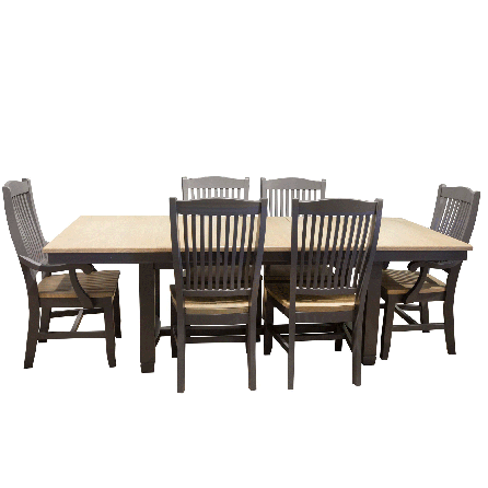 Port Townsend 7 Piece Dinette Set (Trestle Table with 4 Wood Side Chairs and 2 Arm Chairs)