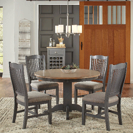 Port Townsend Round Table with 4 Upholstered Side Chairs