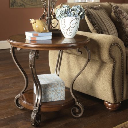 Nestor Round End Table - Medium Brown - (Set of 1) - T517-6 by Ashley Furniture Signature Design