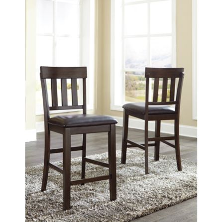 Haddigan Upholstered Barstool - Dark Brown - (Set of 2) - D596-124 by Ashley Furniture Signature Design