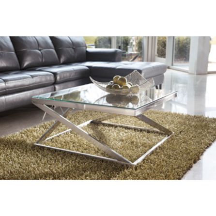 Coylin Square Cocktail Table - Brushed Nickel Finish - (Set of 1) - T136-8 by Ashley Furniture Signature Design