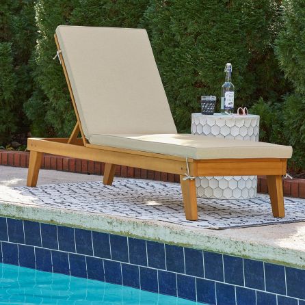 Byron Bay Light Brown Outdoor Chaise Lounge with Cushion