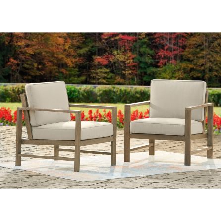 Fynnegan Light Brown Lounge Chair with Cushion (Set of 2)