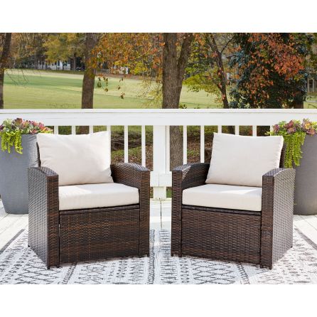East Brook Dark Brown Outdoor Lounge Chairs with Cushion (Set of 2)