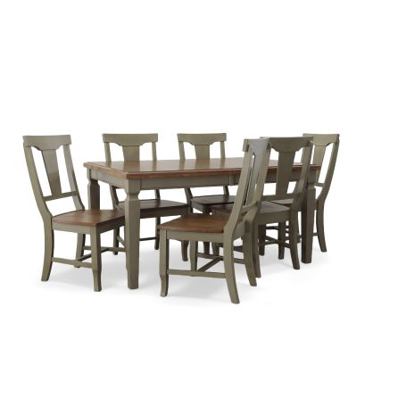 Vista Hickory/Stone 7 Piece Dining Set (Extension Table with 6 Slatback Side Chairs)