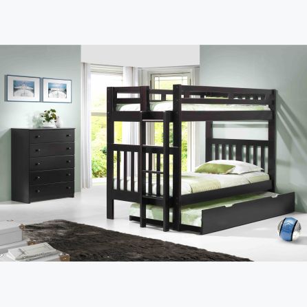 Front view of Espresso Bunk Bed