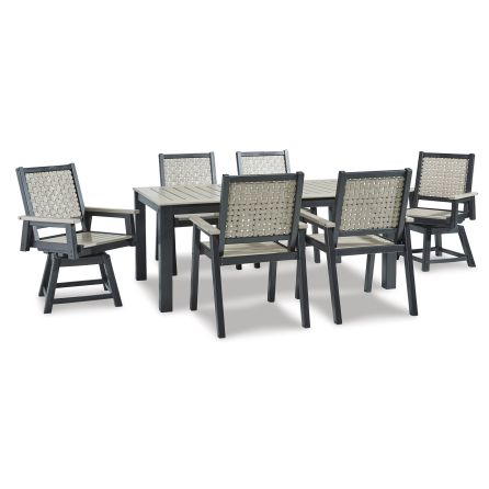 Mount Valley 7 Piece Dining Set (Table with 4 Arm Chairs and 2 Swivel Chairs)