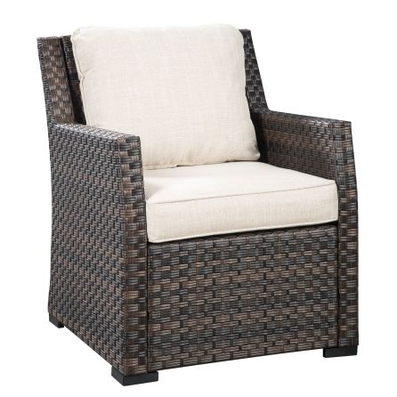 Easy Isle Brown/Beige Outdoor Lounge Chair with Cushion