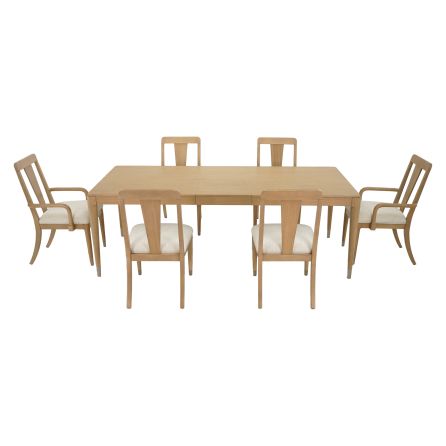 Side view of Empire 7 piece dining set with 4 side chairs and 2 arm chairs.