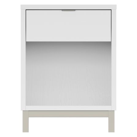 Solace White Nickel Nightstand
