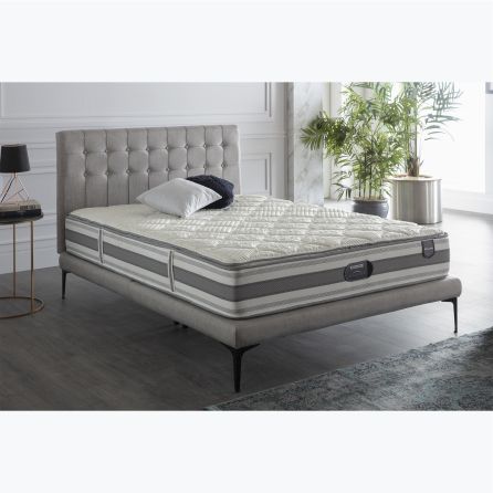 Stratton Light Gray Upholstered Bed
