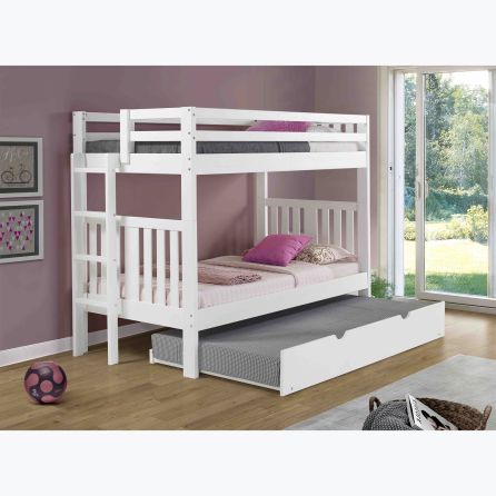 Cambridge White Bunk Bed with Trundle