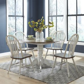 Carolina Crossing White 5 Piece Drop Leaf Set (Table with 4 Side Chairs)