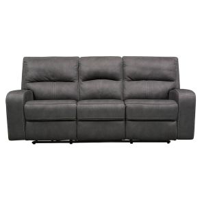Front view of Benson Slate Grey Power Headrest Reclining Sofa