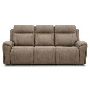 Front view of Mandalay Mist Power Headrest Reclining Sofa