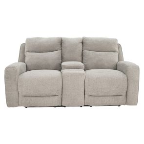 Front view of Cape Cod Power Headrest Reclining Console Loveseat