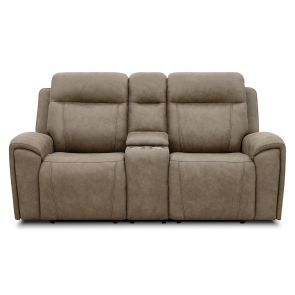 Front view of Mandalay Mist Power Headrest Reclining Console Loveseat