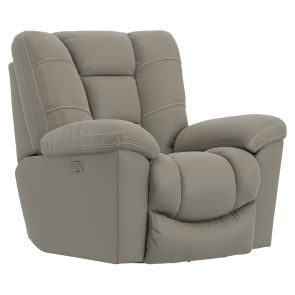 Angled front view of Manley Smoke Power Swivel Glider Recliner