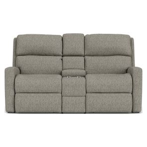 Front view of Catalina Power Headrest Reclining Console Loveseat