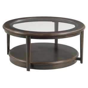 Front view of Whitaker Round Glass Cocktail Table