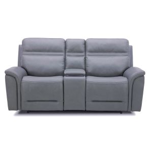 Front view of Cooper Gray Zero Gravity Power Headrest Reclining Console Loveseat with Power Lumbar