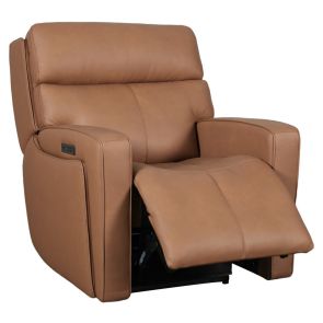 Front angled view of reclined Chase Antelope Power Headrest & Lumbar Recliner