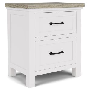 Angled front view of Cora 2 Drawer Nightstand