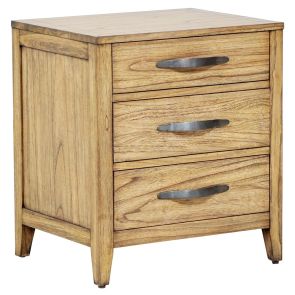 Angled front view of Belgium 3 Drawer Nightstand