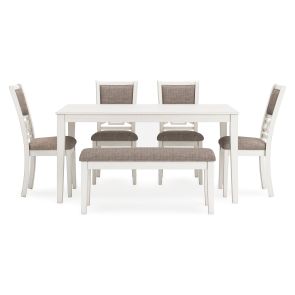 Erinberg 6 Piece Dining Set (Table with 4 Side Chairs and Bench)