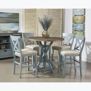 Bar Harbor 5 Piece Dining Set (Round Pub Table with 4 Stools)