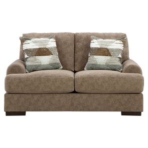 Front view of Jayne Park Pecan Loveseat