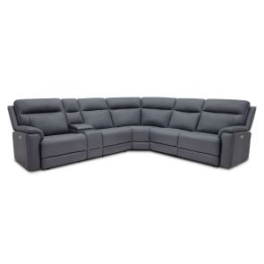 Front view of Sanibel Slate 6 Piece Power Headrest & Lumbar Reclining Sectional