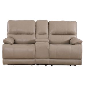 Theo Taupe Power Reclining Console Loveseat