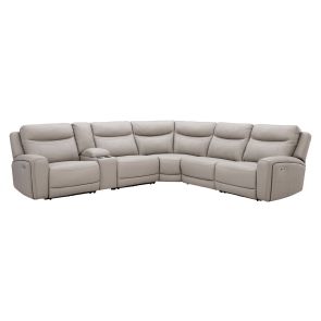 Front view of Gravier Gray 6 Piece Power Headrest & Lumbar Reclining Sectional