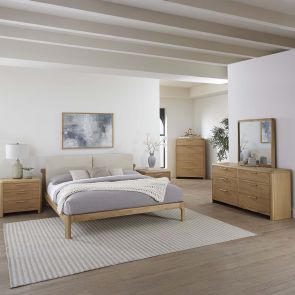 Furano Ginger 5PC Queen Bedroom Set  (DR, MI, CH, NS, Queen Bed)