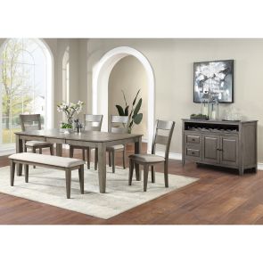 Grey Mango 6 Piece Dining Set (Rectangular Table with 4 Side Chairs and Bench)