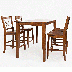 Simplicity Caramel 5 Piece Counter Height Set (Counter Height Table with 4 X-Back Stools)