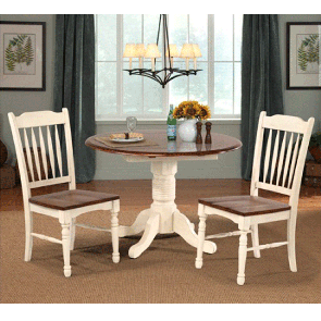 British Isles 3 Piece Dining Set (Drop Leaf Table with 2 Slatback Side Chairs)