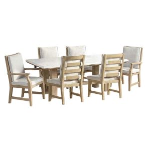 Front view of Cornerstone 7 Pc Dining Set (Stone Table/4 Side Chairs/2 Arm Chairs)