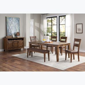Nutmeg Mango 6 Piece Dining Set (Table with 4 Side Chairs and Bench)