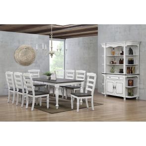 French Country 9 Piece Dining Set (Rectangular Table with 8 Side Chairs)