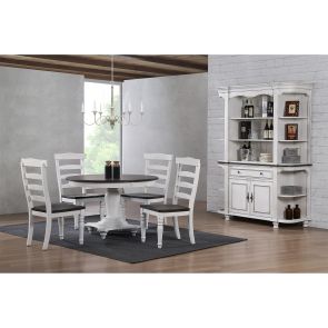 French Country 5 Piece Dining Set (Round Table with 4 Side Chairs)