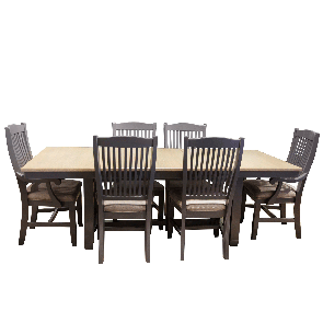 Port Townsend 7 Piece Dinette Set (Trestle Table with 4 Upholstered Side Chairs and 2 Arm Chairs)