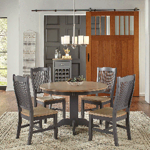 Port Townsend Round Table with 4 Wood Side Chairs