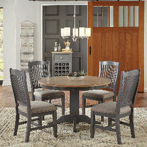 Port Townsend Round Table with 4 Upholstered Side Chairs