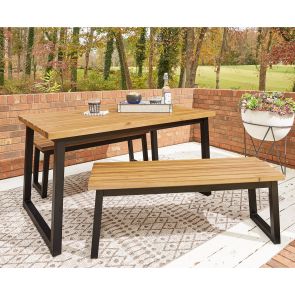 Town Wood Brown/Black Outdoor Dining Table 3 Piece Set