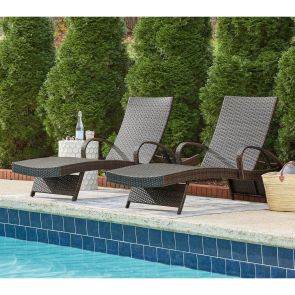 Kantana Brown Outdoor Chaise Lounges (Set of 2)
