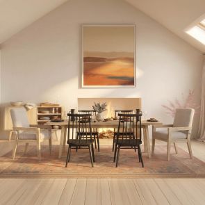 Arcadia 7 Pc Dining Set: Leg Table, 4 Black Side Chairs & 2 Arm Chairs